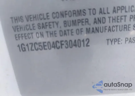 2012 Chevrolet Malibu 1Lt z USA, uszkodzony, nr VIN 1G1ZC5E04CF304012